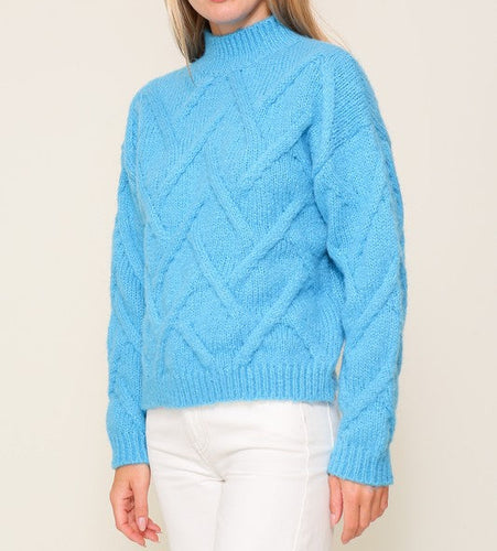 Bright Blue Mock Neck Sweater