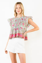 Load image into Gallery viewer, Mint Flutter Slv Pleated Print Top (THML)