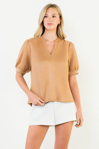 Camel Suede Puff Slv Top (THML)