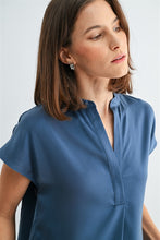 Load image into Gallery viewer, Blue Satin Dolman Slv Blouse