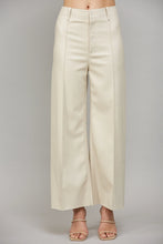 Load image into Gallery viewer, Ecru Tuck Detail Leather Flare Pants