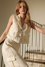 Load image into Gallery viewer, Off White Linen Cargo Vest