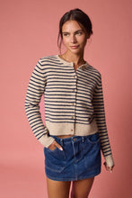 Load image into Gallery viewer, Taupe/Black Striped Cardigan