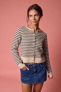 Taupe/Black Striped Cardigan