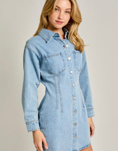 Denim LS Button Frnt Dress