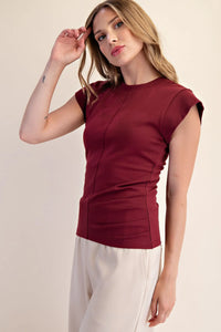 Maroon Gathered Knit Top