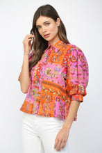 Load image into Gallery viewer, Fuchsia Multi Print Balloon SS Blouse