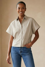 Load image into Gallery viewer, Tailored Taffeta SS Blouse Stone