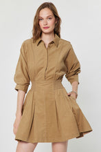 Load image into Gallery viewer, Camel Corduroy 3/4 Slv Elastic Waist Dress