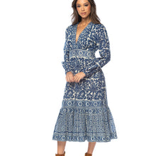 Load image into Gallery viewer, Kasumi Navy Printed LS Dress