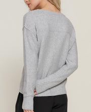 Load image into Gallery viewer, Heather Grey V-Neck Raised Seam Detail Sweater