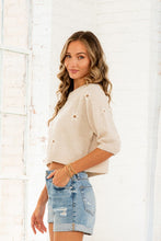 Load image into Gallery viewer, Oatmeal Knit Flower Sweater