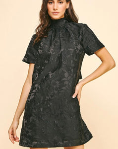 Black Back Neck Ribbon Tie Dress