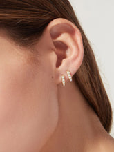 Load image into Gallery viewer, Ana Luisa Pearl Huggie Hoops- Ashley