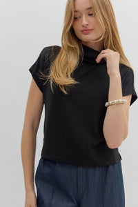 Knit Mock Neck SS Top