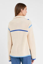 Load image into Gallery viewer, Blue Multi Contrast Piping Quarter-Zip Sweater