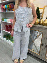 Load image into Gallery viewer, Blue Striped Vest + Pant Set