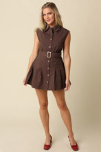 Load image into Gallery viewer, SS Button Down Belted Dress Brown