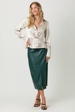 Load image into Gallery viewer, Teal Green Leather Midi Skirt