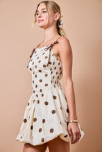 Load image into Gallery viewer, Cream/Brown Polka Dot Bubble Hem Dress
