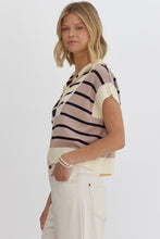 Load image into Gallery viewer, Cream Multi Colorblock Striped SS Top w/ Zipper