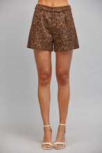 Load image into Gallery viewer, Brown Animal Print Suede Tailored Shorts