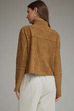 Load image into Gallery viewer, Brown Suede Scarf Detail Button Jacket