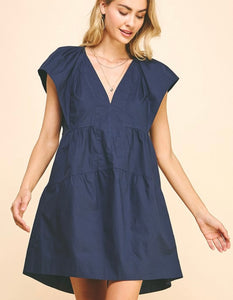 Deep Navy Slvls Tiered Dress