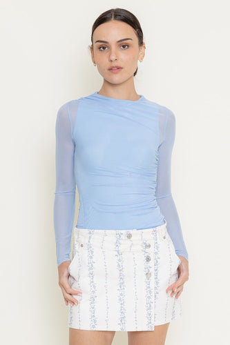 Powder Blue Mesh LS Top