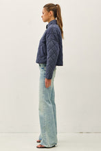 Load image into Gallery viewer, Washed Quilted Cropped Jacket Charcoal Blue