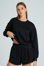 Load image into Gallery viewer, Black Scuba Sweatshirt/Short Set
