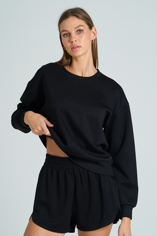 Black Scuba Sweatshirt/Short Set