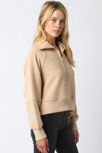Load image into Gallery viewer, Tan Ribbed Zipper Sweater