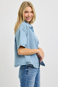 Risen Light Denim Oversized SS Shirt