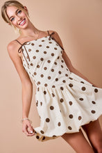 Load image into Gallery viewer, Cream/Brown Polka Dot Bubble Hem Dress