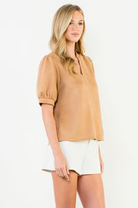 Camel Suede Puff Slv Top (THML)