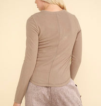 Load image into Gallery viewer, Taupe Soft LS Brushed Ribbed Knit Top