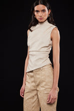 Load image into Gallery viewer, Beige Leather Distressed Asymetrical Top