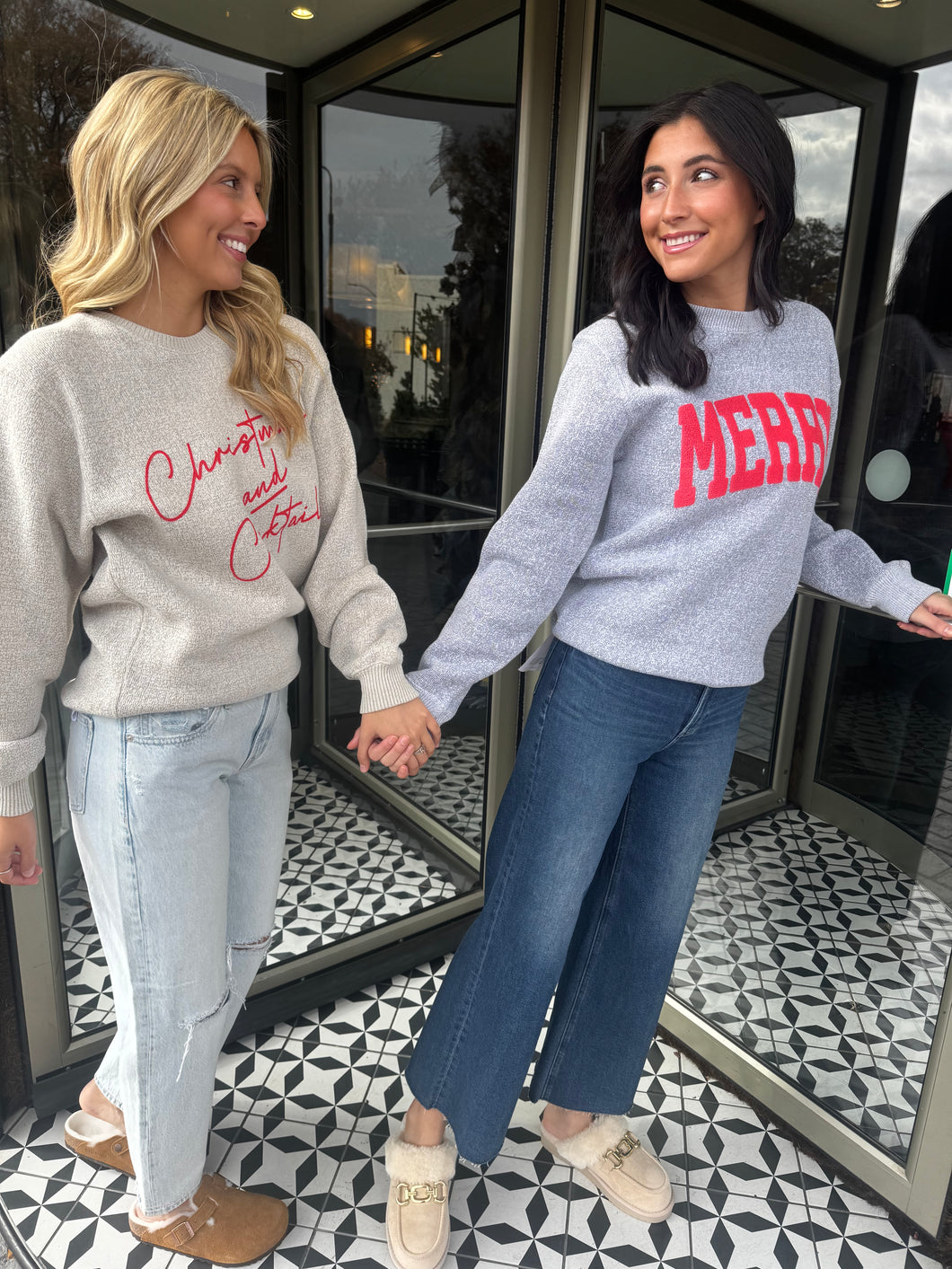 Christmas and Cocktails Oatmeal Knit Sweater