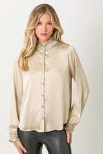Load image into Gallery viewer, Champagne Satin Ruffle Collar Blouse