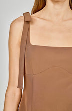 Load image into Gallery viewer, Brown Bow Tie Scoop Neck Dress