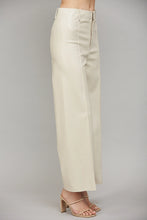 Load image into Gallery viewer, Ecru Tuck Detail Leather Flare Pants