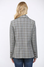 Load image into Gallery viewer, Grey/Blue Denim Shirt Insert Double Breasted Plaid Blazer