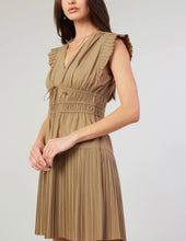 Load image into Gallery viewer, Latte SS V-Neck Pleated Mini Dress