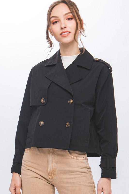 Cropped Trench Jacket in Black | MM6 | Covet + Lou | Covet + Lou