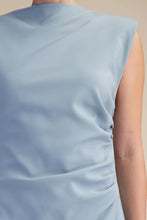 Load image into Gallery viewer, Dusty Blue Padded Shoulder Mini Dress