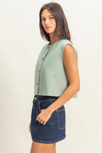 Load image into Gallery viewer, Sage Green Button Vest Top