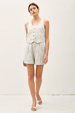 Load image into Gallery viewer, Ivory Striped V-Neck Button Up Vest