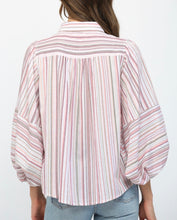 Load image into Gallery viewer, Cream Multi Stripe Billow Slv Button Down Blouse