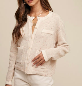 Natural Colorpop Knit Cardigan